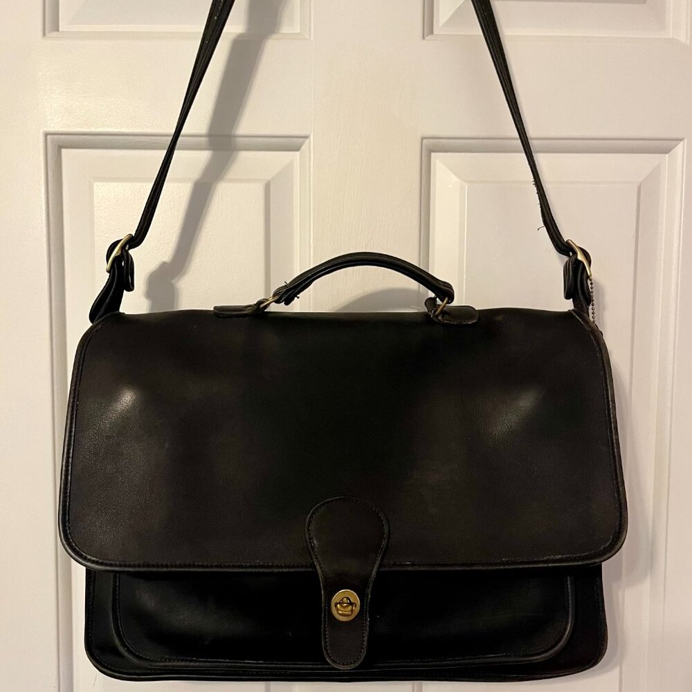 Vintage Coach Soft Black Leather Metropolitan Brief Bag